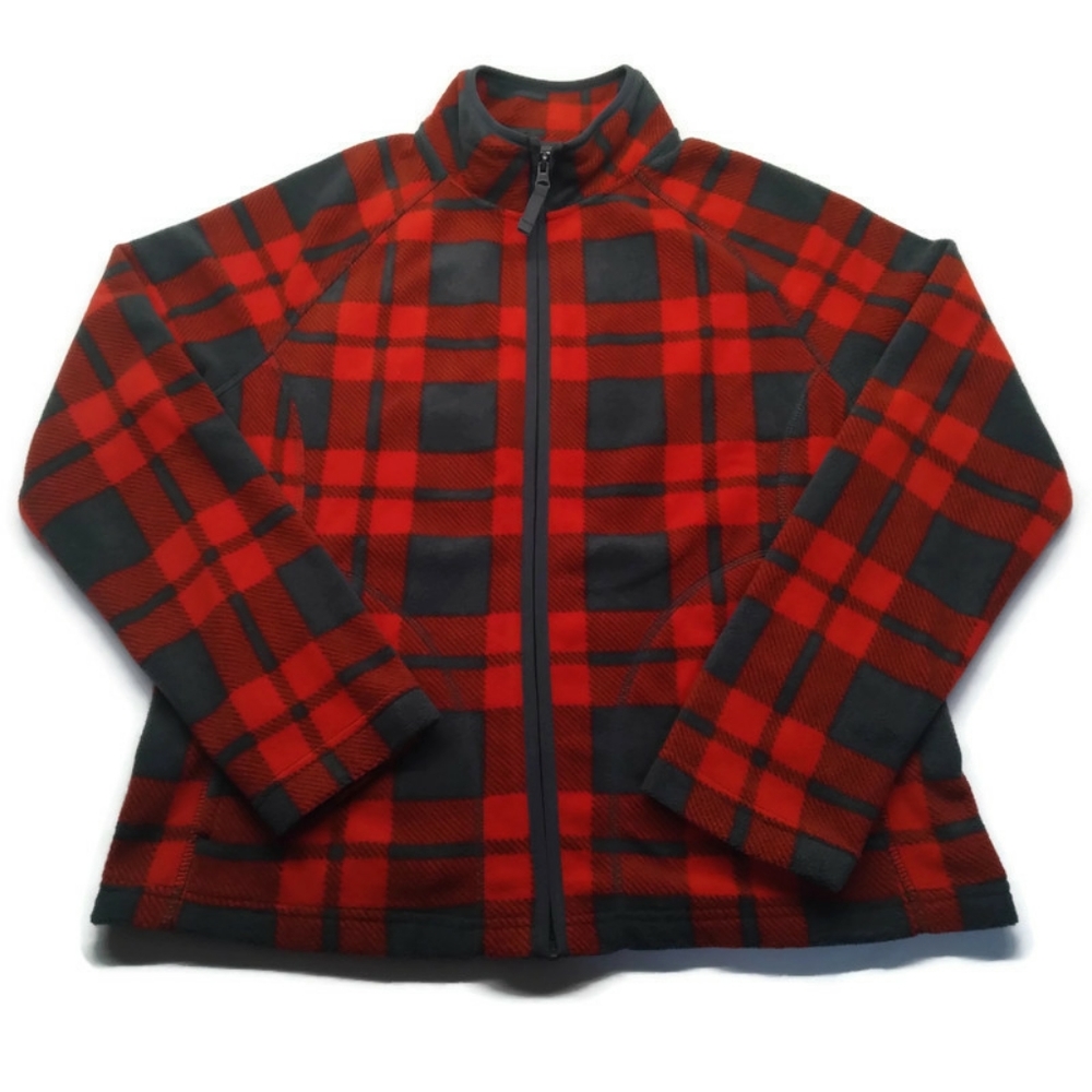Merona Full Zip Plaid Fleece Woman Large